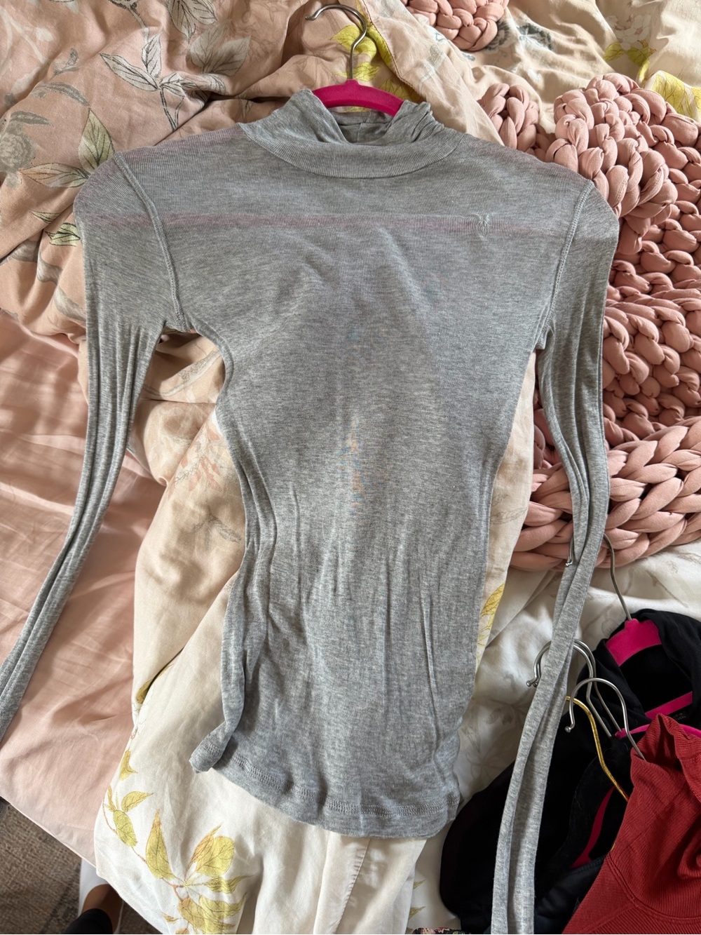 AllSaints Light Gray Long-Sleeve Mock Neck Top